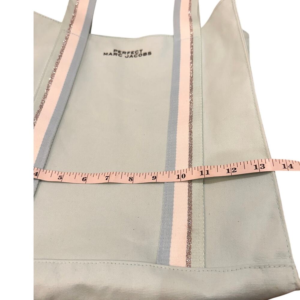 NWOT Perfect Marc Jacobs Canvas Tote Bag Light Blue Silver White - Picture 6 of 10